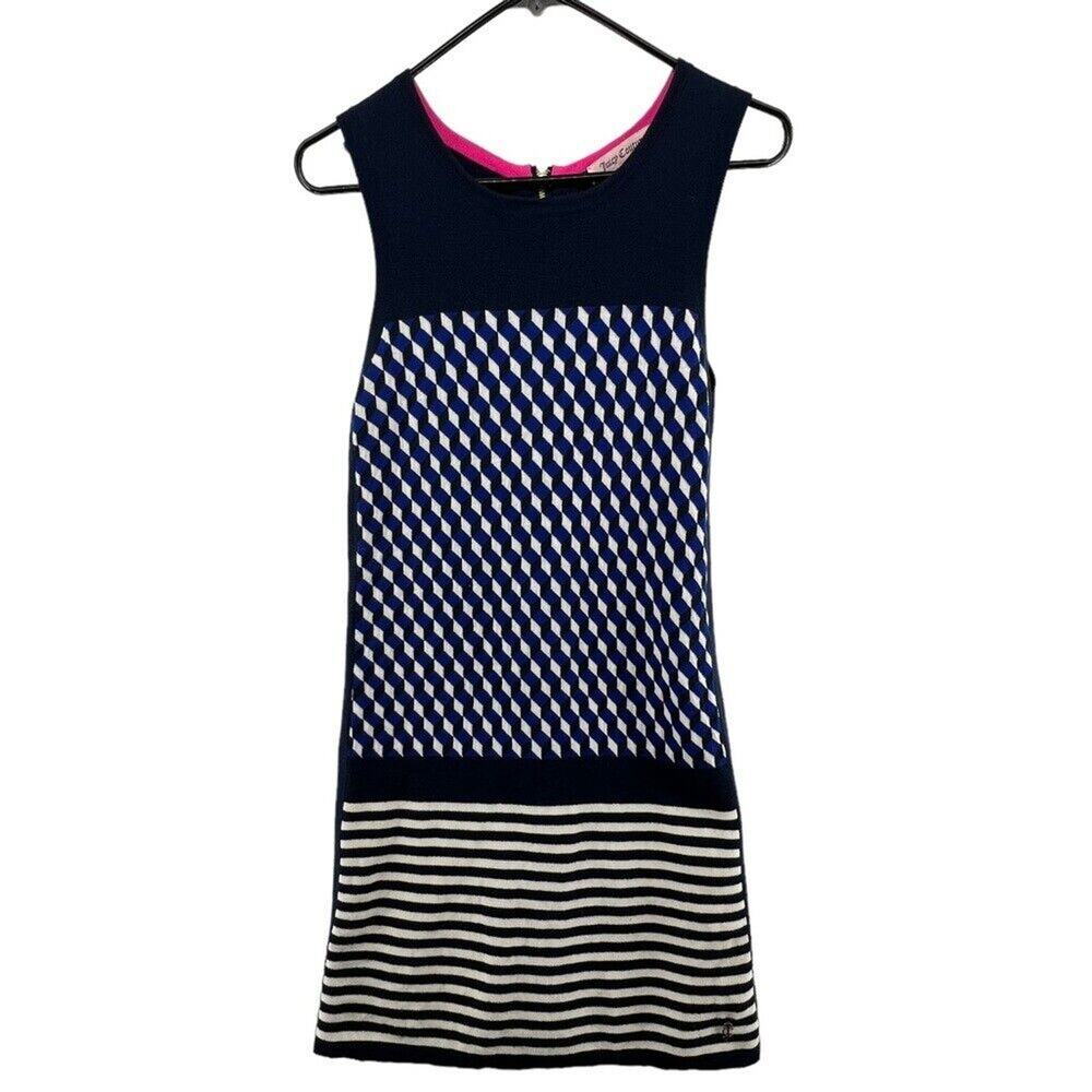 Juicy Couture Sweater Dress Size Small Back Zip Wool Blend Geometric Design Knit